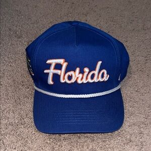 Blue Florida Gator Cap with White and Orange Embroidery